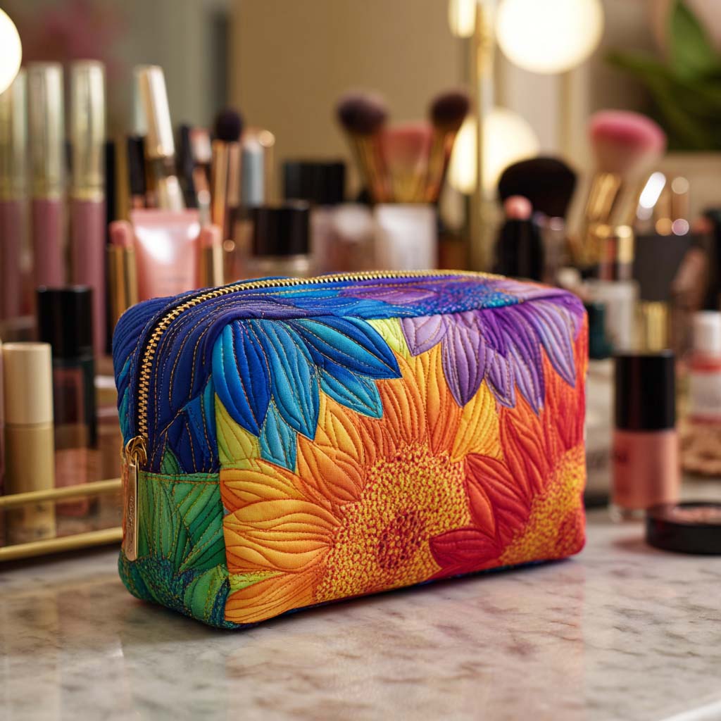 Beauty case trapuntato con fantasia estiva