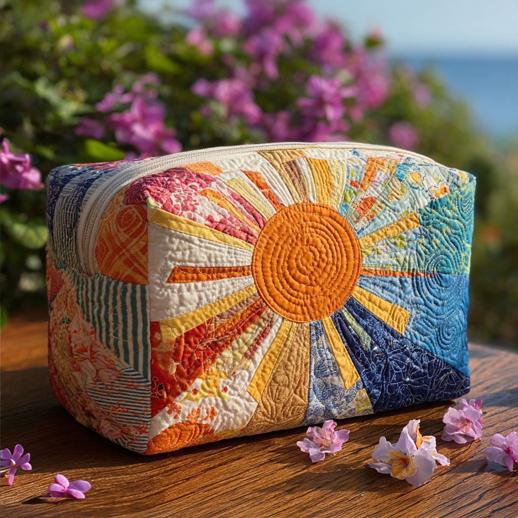 Beauty case trapuntato con raggio di sole