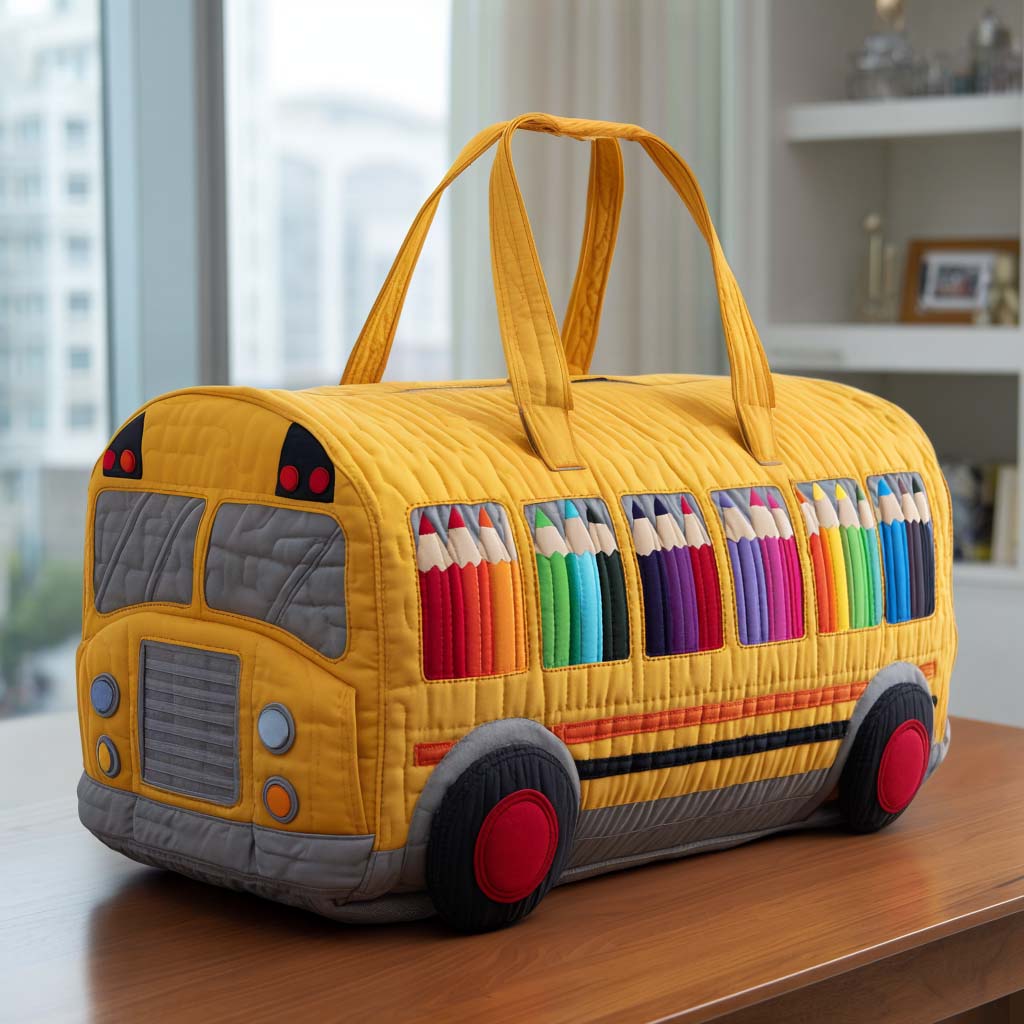 Borsa a tracolla trapuntata con motivo scuola