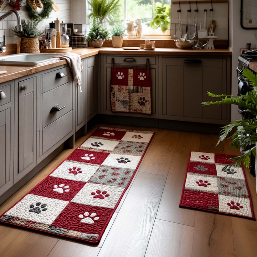 Tappeto da cucina antiscivolo con impronte di zampa