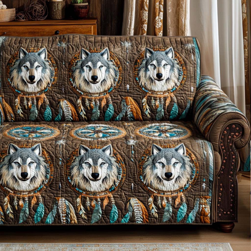 Copridivano trapuntato con motivo decorativo