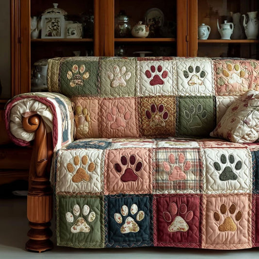 Copridivano trapuntato con zampette e giardino vintage