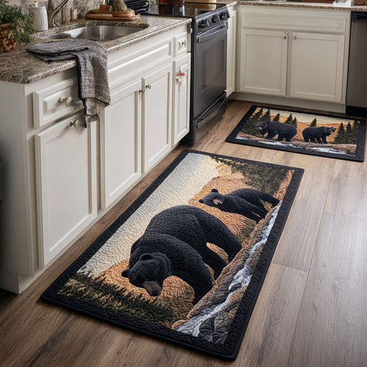 Tappeto da cucina antiscivolo con orso in stile naturale