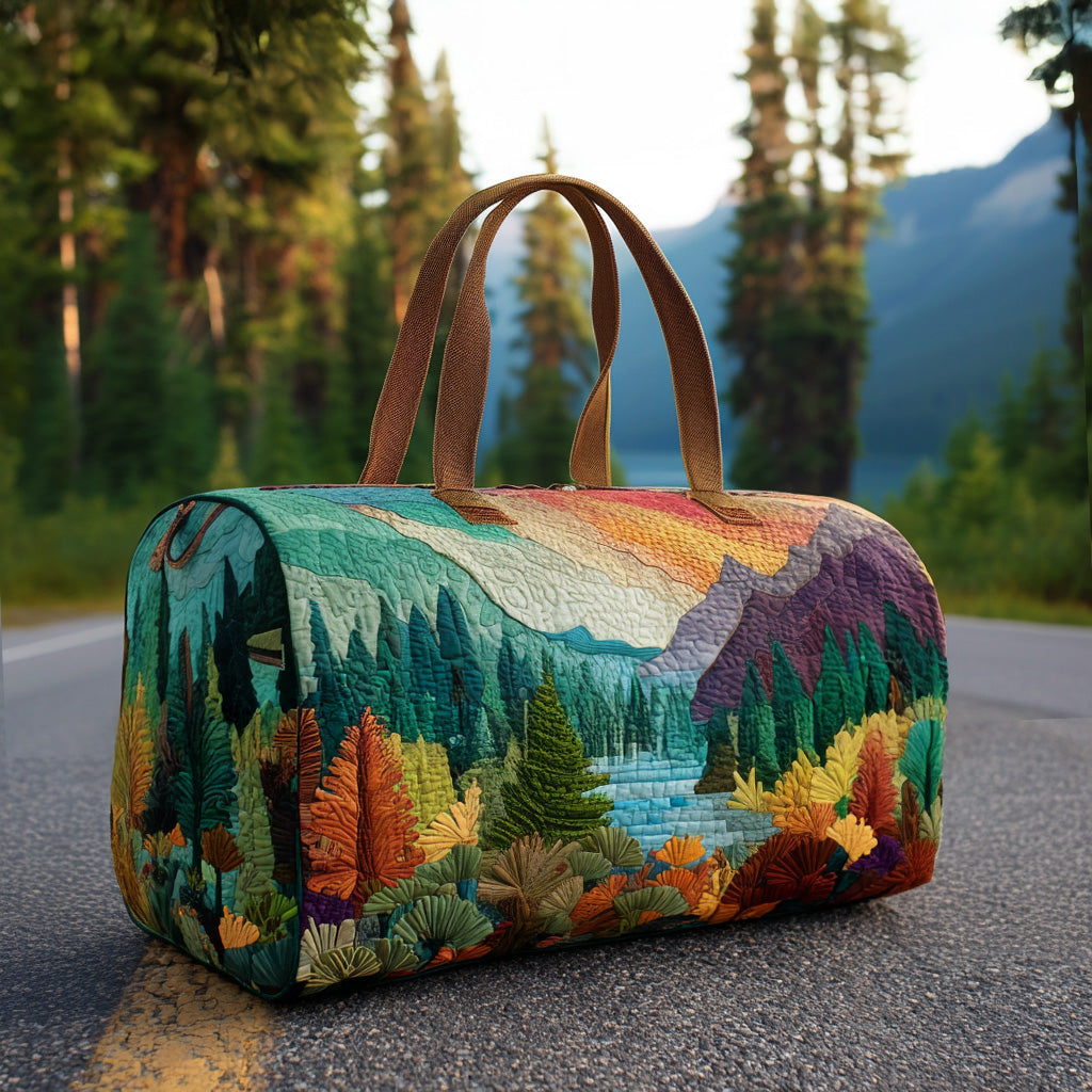Borsa da viaggio trapuntata con bosco luminoso