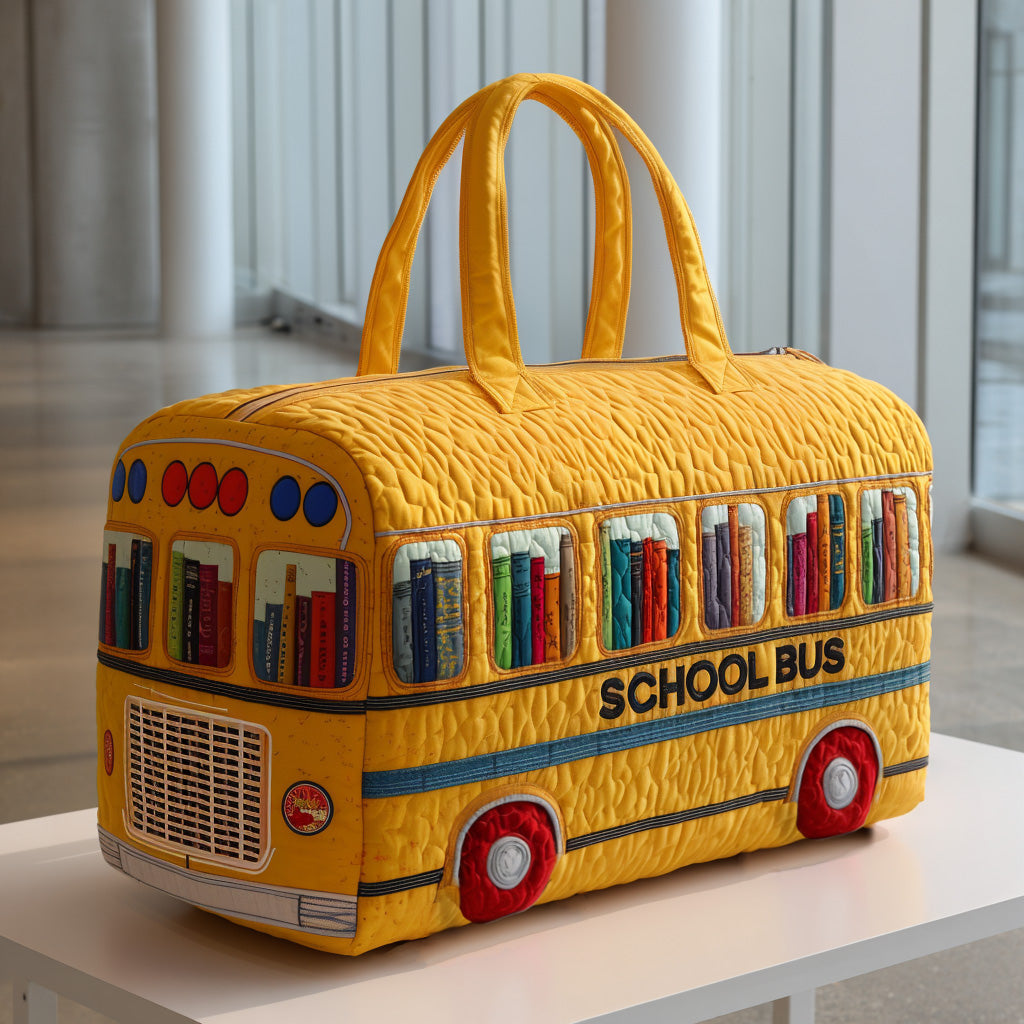 Borsa da viaggio trapuntata con scuolabus giallo